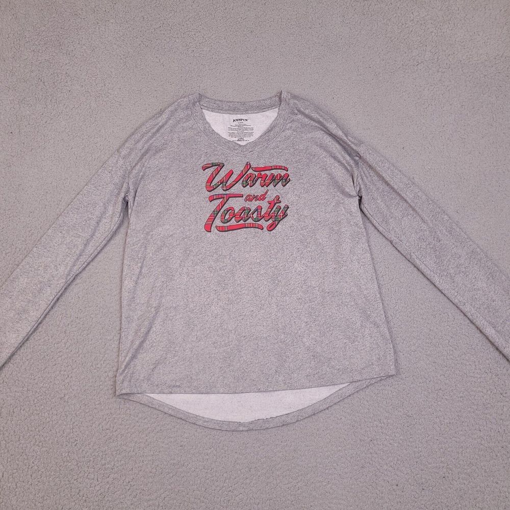 Joyspun T-Shirt Womens Small Gray Long Sleeve "Warm And Toasty" Lounge Casual